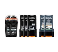 L'Oréal Men Expert - Gel de ducha y desodorante para hombre, 3 x gel de ducha con acción total, 2 x gel de ducha de magnesio Defense, 2 x Desodorante Carbon Protect