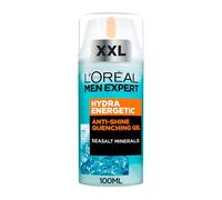 L'Oréal Men Expert Hydra Energetic Gel Hidratante Anti Brillo XXL, 100ml | Hidratación 24H, Acción Antifatiga, 24H de Hidratación Refrescante y Piel sin Brillos, Hydra Energetic