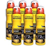 Loreal Men Expert Invincible Sport 72 H - Desodorante en spray (6 unidades, 150 ml)