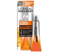 L'Oréal Men Expert Ojos Roll-On contra la piel cansada para hombres, cuidado ocular vigorizante vitamina C y cafeína, Hydra Energy Hidratante 24H Antifatiga, 1 x 10 ml