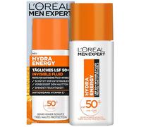 L'Oréal Men Expert Protección solar UV SPF 50 para hombres, líquido invisible para la cara contra los rayos del sol, protector solar SPF 50+ contra el envejecimiento con vitamina C, Hydra Energy, 1 x
