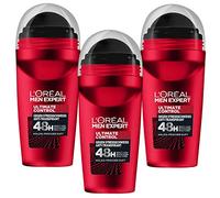 Loreal Men Expert Ultimate Control Antitranspirante 48h XXL Roll On aroma amaderado fresco, paquete de 3 unidades (3 x 50 ml)