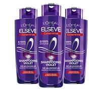 L'Oréal Paris - 3 x Champú violeta para cabello rubio, descolorido, con mechas, o blanco - Neutraliza los reflejos amarillos y naranjas - Elseve Color Vive - 3 x 200 ml