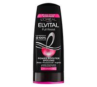 L'Oréal Paris Acondicionador contra la caída del cabello debido a la rotura del cabello, para cabello frágil, con biotina, provitamina B5 y arginina, Elvital Full Resist Power Booster acondicionador,