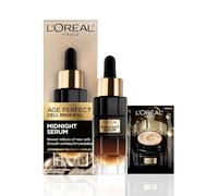 L'Oreal Paris Age Perfect Cell Renewal Midnight - Serum facial antienvejecimiento con antioxidante patentado, arrugas suaves, firme, revitalizante + muestras de crema de ojos, 1 kit