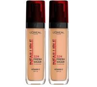 L'Oréal Paris, Base de maquillaje Líquida Infaillible 32h Fresh Wear, Para todo tipo de piel, Larga duración, Tono: Soleil Doré (260), 30 ml (Paquete de 2)