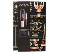 L'Oréal Paris - Bolsa de maquillaje a la carta con máscara de volumen Air Volume 30H extra negro y mini lápiz de ojos para tu look festivo, con elegante estuche de maquillaje de color negro