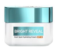 L'Oréal Paris Bright Reveal Crema hidratante para manchas oscuras SPF 50 para rostro, filtros UV con Mexoryl 400 patentado, 5,6% de complejo hidratante y 2% de niacinamida, protege, ilumina y unific