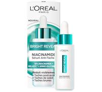 L'Oreal Paris Bright Reveal Melasyl Niacinamide - Suero antimanchas, 1 onza | Reduce las manchas marrones solares después del acné, cutis radiante unificada, exfoliante suave para todo tipo de piel