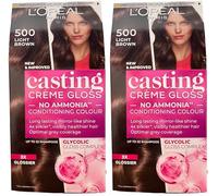 L'Oréal Paris casting Creme Gloss Color Care pelo, 500 marrón claro (Paquete de 2)