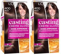 L'Oréal Paris casting Creme Gloss Color Care pelo, Brown 400, 1er Paquete (1 x 1 pieza) (Paquete de 2)