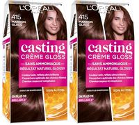 L'Oréal Paris Casting Crème Gloss Coloration Ton Sur Ton Sans Ammoniaque 4.15 Marron Glacé (Paquete de 2)
