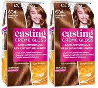 L'Oréal Paris Casting Crème Gloss Coloration Ton Sur Ton Sans Ammoniaque 6.34 Marron Miel (Paquete de 2)