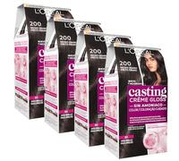 L'Oréal Paris Casting Crème Gloss Pack 4 200 Negro Ébano | Coloración Tono sobre Tono, Brillo Efecto Espejo, Sin Amoníaco, con Ácido Glicólico, Casting Crème Gloss