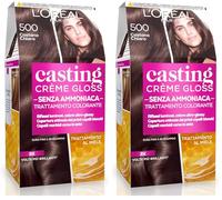 L'Oréal Paris Casting Creme Gloss, tratamiento colorante para el cabello, sin amoniaco para una fragancia agradable. Castano Chiaro 500 (Paquete de 2)