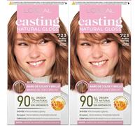L'Oréal Paris Casting Natural Gloss, Baño de color y brillo, Cobertura óptima, Con Acondicionador Nutritivo con Miel, Sin Amoniaco, Color: Rubio Toffee 723 (Paquete de 2)