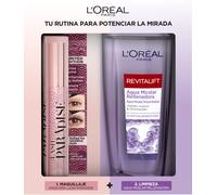 L'Oréal París Cofre de maquillaje y cuidado de la piel, Máscara de Pestañas Lash Paradise y Agua Micelar Rellenadora Revitalift.