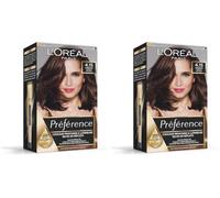 L'Oreal Paris - Coloración permanente - Larga duración y luminosa, cubre el 100% del cabello blanco - Preferencia - Tono: Caracas (4.15), marrón profundo (Paquete de 2)