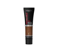 L'Oreal Paris Cover Base líquida, con 4% de niacinamida, larga duración, acabado natural, disponible en 20 tonos, SPF 25, cubierta mate infalible 32H, tono 350, 30 ml