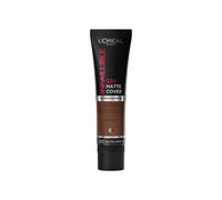 L'Oreal Paris Cover Base líquida, con 4% de niacinamida, larga duración, acabado natural, disponible en 20 tonos, SPF 25, cubierta mate infalible 32H, tono 380, 30 ml