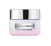 L'Oreal Paris Crema de noche brillante glicólica, 15 ml, crema iluminadora nocturna con ácido glicólico que minimiza visiblemente las manchas y revela una piel radiante