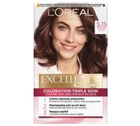 L'Oréal Paris - Crema Excellence - Kit de tinte permanente para el cabello con triple cuidado - 100% cobertura para cabello blanco - Tono 5,15 marrón hielo