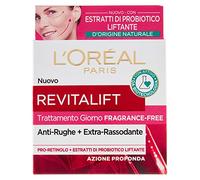 L'Oréal Paris Crema facial de día sin fragancia Revitalift, fórmula limpia, sin perfume, acción antiarrugas antiedad con probiótico liftante, 50 ml
