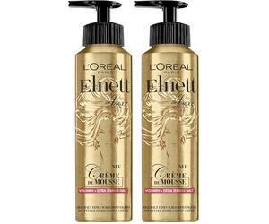 L'Oréal Paris Elnett - Espuma fortalecedora para volumen y sujeción extrafuerte, protección contra el calor y peinado, crema de mousse, 1 x 200 ml (Paquete de 2)