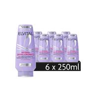 L'Oréal Paris Elvital - Acondicionador hidratante para cabello brillante, con ácido hialurónico, 6 x 250 ml
