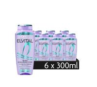 L'Oréal Paris Elvital - Champú desengrasante para cuero cabelludo graso y longitudes que necesitan humedad, con ácido salicílico e hialurónico, Hydra Hyaluronic Pure, 6 x 300 ml