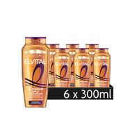 L'Oréal Paris Elvital Champú para cabello rizado, con rico aceite Amla para rizos definidos y vibrantes, aceite Magique Amla, 6 x 300 ml
