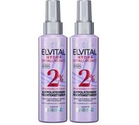 L'Oréal Paris Elvital - Spray hidratante para cabellos brillantes, sérum con ácido hialurónico Hydra Hyaluronic, 150 ml (Paquete de 2)