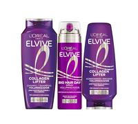 L'Oréal Paris Elvive Collagen Lifter Champú 700ml + Spray 200ml + Acondicionador 300ml. Volumen al instante por 72 horas*. *Test instrumental 72h tras el uso de la rutina.