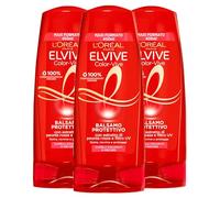 L'Oréal Paris Elvive Color-Vive Acondicionador protector para cabello de color o Meches Fórmula nutritiva aclaradora con extracto de peonía roja y filtro UV, 3 botellas de 400 ml