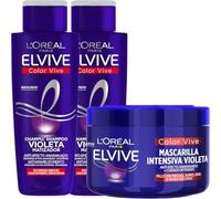 L'Oréal Paris Elvive Color Vive Champú Violeta + Mascarilla Pelo Teñido | Filtros UV, Protege el Brillo y Nutre los Cabellos Teñidos, Ayuda a Prolongar la Intensidad del Color, Color Vive