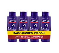 L'Oreal Paris Elvive Color Vive Champú Violeta Matizador, Para Pelo con Mechas, Decolorado o Gris, Anti-Efecto Anaranjado, Pack de 4 unidades x 200 ml, Total 800 ml