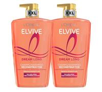 L'Oréal Paris Elvive Dream Long Champú Reconstructor, Pack de 2 | Keratina Vegetal, Aceite de Ricino y Vitaminas, Repara los Largos, Aporta Brillo y Fuerza, Dream Long