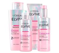 L'Oréal Paris Elvive Glycolic Gloss Acondicionador 150ml + Champú 200ml + Suero Sin Enjuague 150ml + Tratamiento de Laminación de 5 Minutos 200ml para Cabello Opaco y Poroso - 4 Botellas