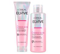 L'Oréal Paris Elvive Glycolic Gloss Acondicionador Pelo con Acido Glicólico 150 ml + Tratamiento de Laminación de 5 Minutos para Cabello Opaco y Poroso 200 ml - 2 Botellas