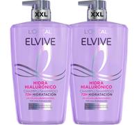 L'Oréal Paris Elvive Hidra Hialurónico Champú 72 Horas, Pack de 2 | Ácido Hialurónico, Hidratación Durante 72H, Aporta Cuerpo y Vitalidad, Cabello Deshidratado, Hidra Hialurónico