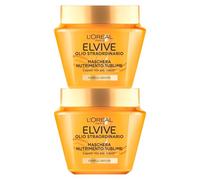 L'Oréal Paris Elvive Máscara de Aceite Excepcional Cuidado para Cabello Seco Fórmula Nutritiva Brillo con Aceite de Camelia Textura Cremosa y Ligera - 2 Frascos de 300 ml