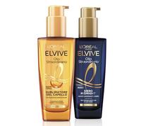 L'Oréal Paris Elvive - Set de cabello seco con aceite sublimador de tinte para el día y medianoche para la noche, brillo excepcional y acondicionamiento intensivo, aceite excepcional