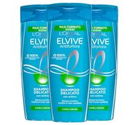 L'Oréal Paris Elvive Shampoo Purificante Delicado Anticaspa para Cabello Graso Champú Hidratante y Refrescante con Actirox y Equaderm - 3 Botellas de 400ml
