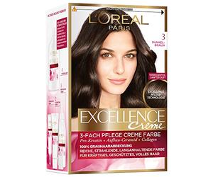 L'Oréal Paris Excellence Coloración Permanente, 3 Marrón Oscuro - 172 ml