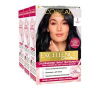 L'Oréal Paris Excellence Creme - Coloración permanente, 1 negro, triple tratamiento, 3 tintes