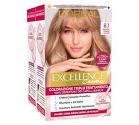 L'Oréal Paris Excellence Creme Coloración Permanente 8.1 Rubio Claro Ceniza Triple Tratamiento - 2 tintes