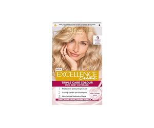 L'Oréal Paris Excellence Crème - Tinte Permanente Para el Cabello, Radiante en Casa Con Hasta 100% Cobertura de Canas, Pro-Keratina, Hasta 8 Semanas de Color, Rubio Claro Natural 9