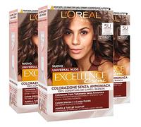 L'Oréal Paris Excellence Creme Universal Nude Coloración Permanente Castaño Claro 5U Triple Tratamiento - 3 tintes