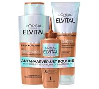 L'Oréal Paris Fiber Booster Antipérdida de cabello rutina pelo largo, champú, acondicionador y suero para cabello más completo, contra la caída del cabello, menos roturas, champú Elvital, champú +