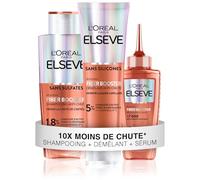 L'Oréal Paris Fiber Booster - Protocolo completo contra caídas para estimular el crecimiento - Aumenta la densidad del cabello - para hombres y mujeres - Champú sin sulfatos + Desenredado + Suero para